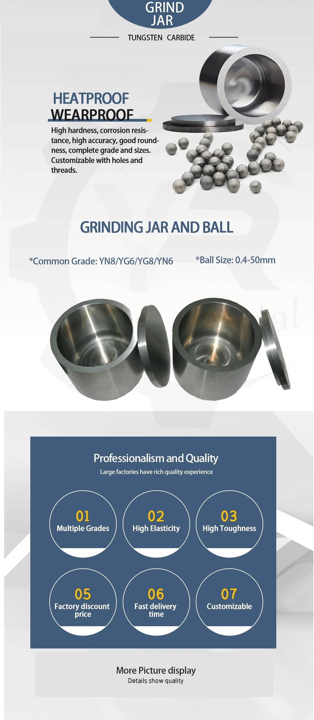 Hot Sale 500ml/1000ml Solid Tungsten Carbide Grinding Tank Jar for Planetary Ball-Milling