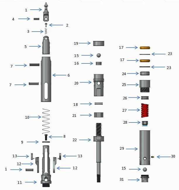 Spiral Pin for Double Tube Head Assembly Drilling Tool for Mining Core Ore Coal Well Geological