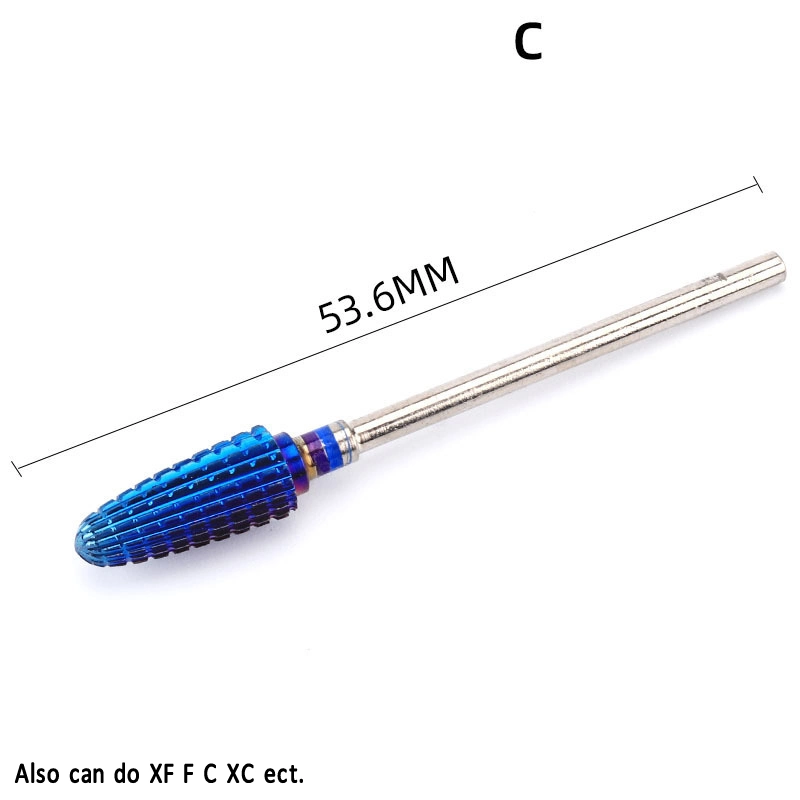 Professional Safety Blue Barrel Head Tungsten Carbide Nail Drill Bit for Electric Nail Drill Efile Machine