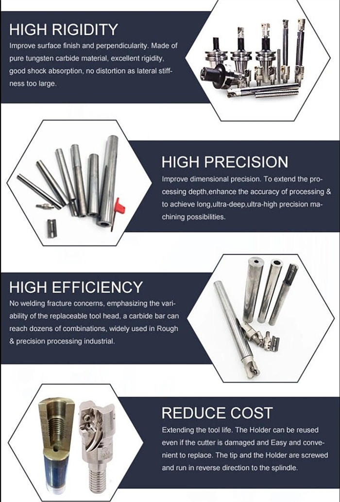 Carbide Anti Vibration Milling Shank Bar with One Straight Coolant Hole