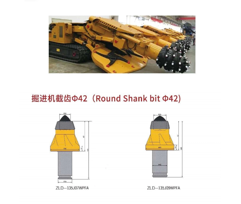 Cemented Carbide Rock Wheel Trencher Using Pilling Bullet Teeth Cutting Bit for Solid Rock and Reinforced Concrete Breaking