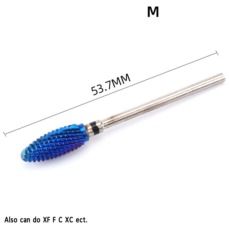 Professional Safety Blue Barrel Head Tungsten Carbide Nail Drill Bit for Electric Nail Drill Efile Machine