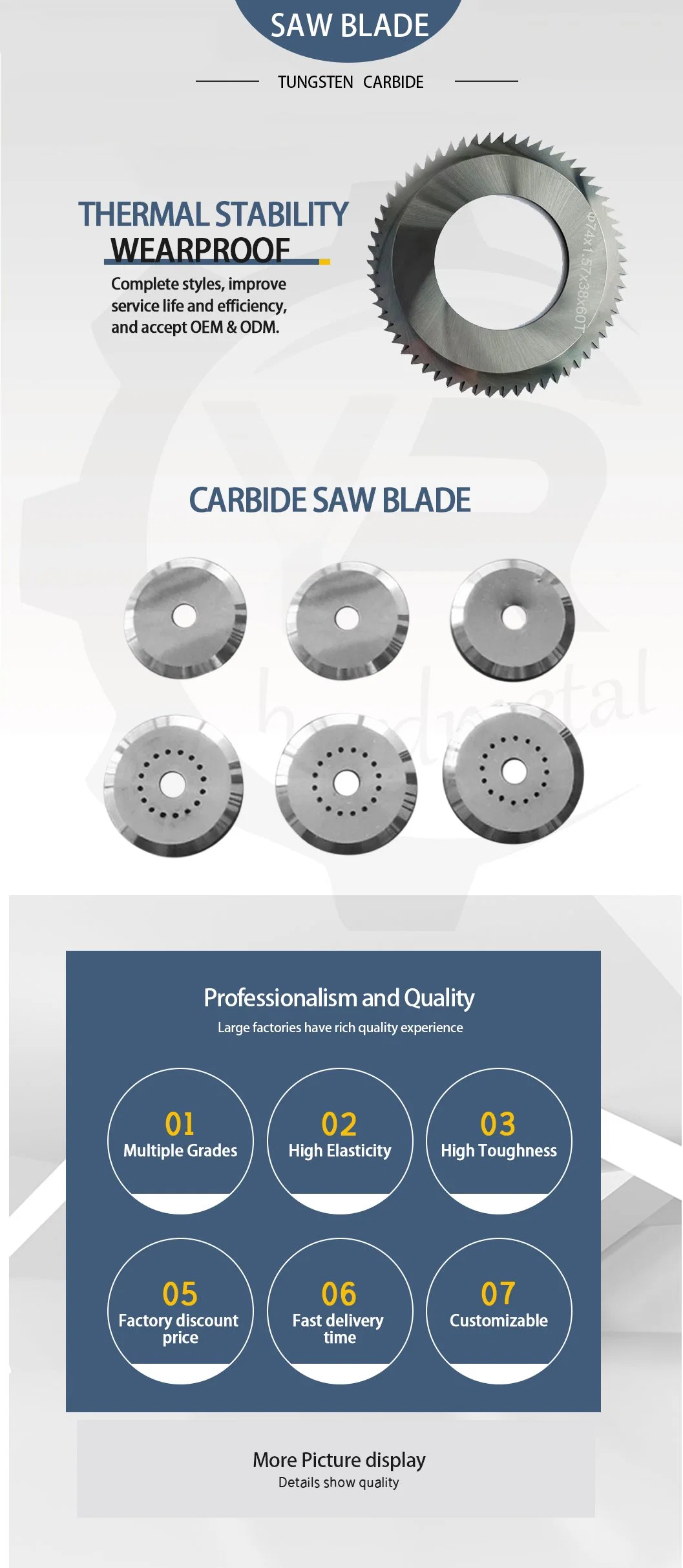 74X1.57X38X60t Solid Cutting Tungsten Carbide Tip Circular Solid Saw Blade for Metalworking