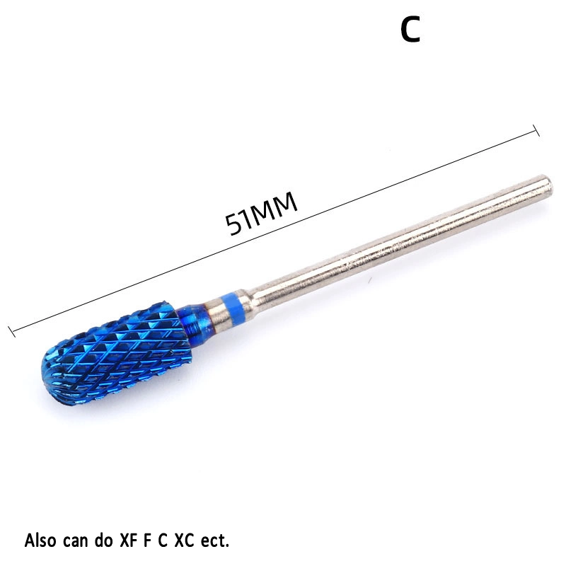 Professional Safety Blue Barrel Head Tungsten Carbide Nail Drill Bit for Electric Nail Drill Efile Machine