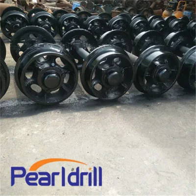Coppia di ruote per miniera cava Pearldrill di nuovo prodotto in acciaio fuso da 300 mm Ruota per miniera per cingoli per miniere di carbone