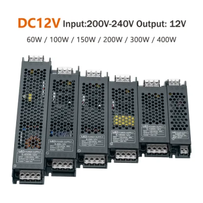 12V 24V LED Power Supply AC to DC Transformer 60W 100W 200W 300W 400W Super Thin Converter for LED Strip Light LED Driver