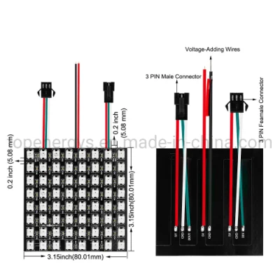 Ws2812b Panel Screen 8*8, 16*16, 8*32 Pixel 256 Pixels Digital Flexible LED Programmed Individually Addressable Full Color DC5V