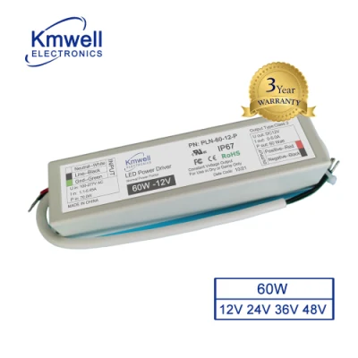 12V 24V 36V 48V Single Output Compact Plastic Case Constant Voltage Pln-60-12-P Waterproof LED Power Supply LED Driver with CE UL FCC for Outdoor LED Lighting