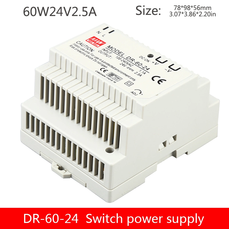 60W 24V 2.5A AC to DC Industrial Model Dr-60-24 DIN Rail Switching Power Supply 24 Volt 2.5 Ampere LED Power Driver