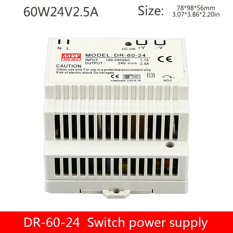 60W 24V 2.5A AC to DC Industrial Model Dr-60-24 DIN Rail Switching Power Supply 24 Volt 2.5 Ampere LED Power Driver