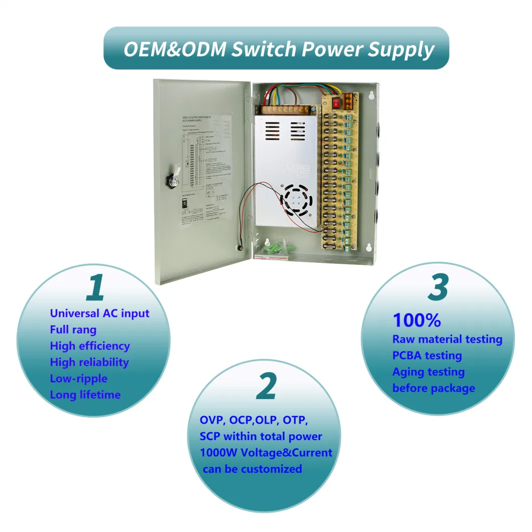 The Shampower 12V 30A 9 Fused Outputs CCTV Switching Power Supply for Security CCTV Camera