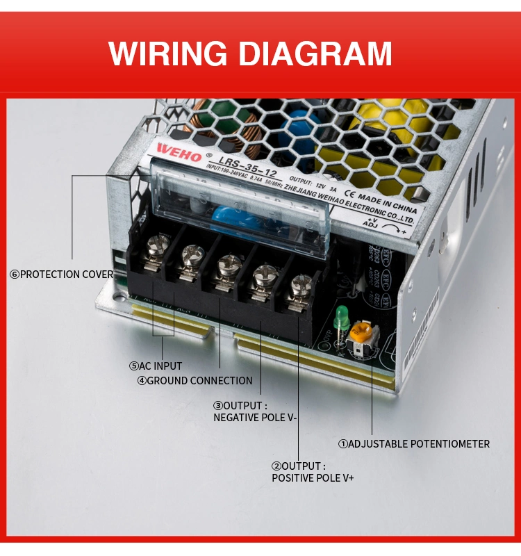 Lrs-35-12 Enclosed Type 35W Single Output 12V 3A Switching Power Supply