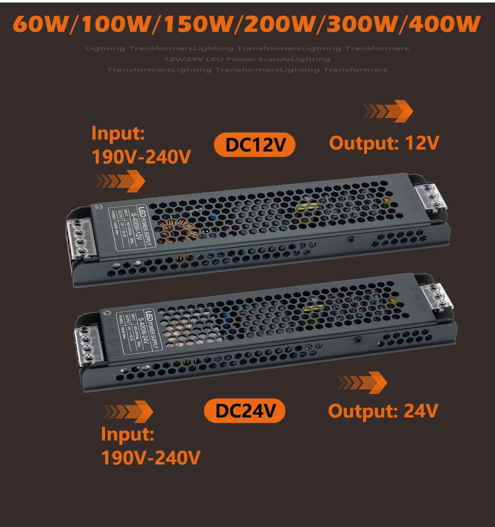 Ultra Thin LED Power Supply DC 12V Lighting Transformers Voltage Converter 60W 100W 150W AC180-260V LED Driver for LED Strips