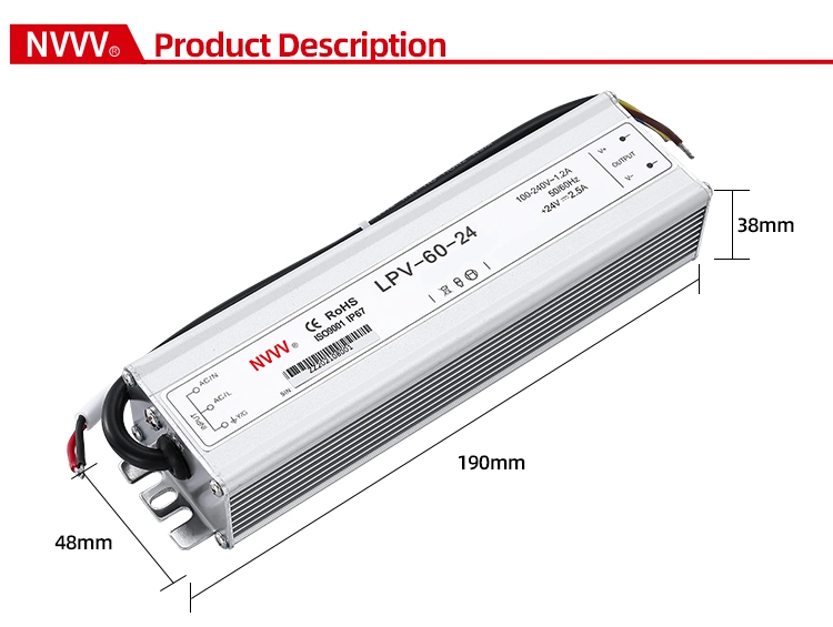 Lpv-60-24 24V AC to DC Transformer Waterproof Switching Mode Power Supply Lpv-60-24 LED Driver 60W