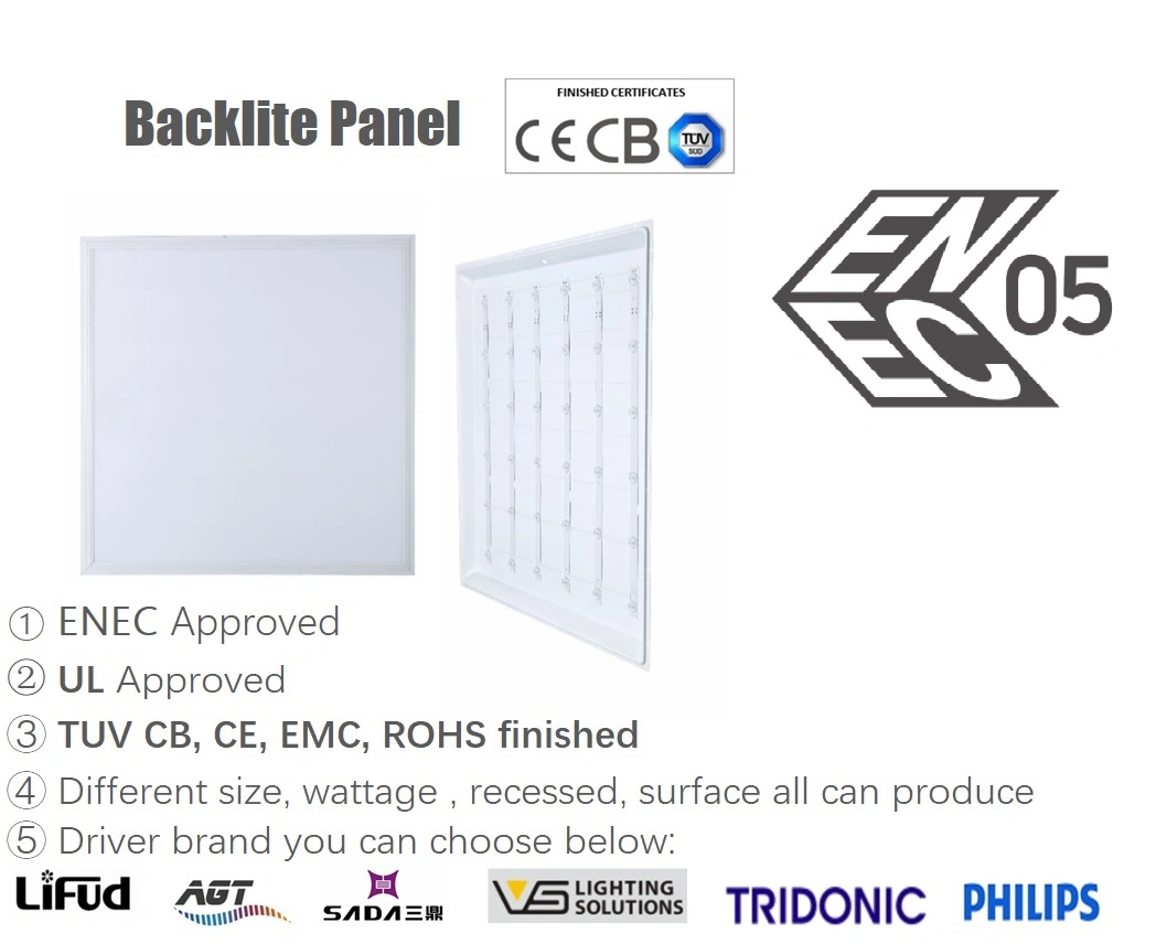 Office Panel Backlit Recessed 6060 30120 3060 60120 Ceiling 3000K 4000K 3CCT Ugr19 36W 40W 48W 60W LED Panel Light with TUV CB SAA ENEC ETL