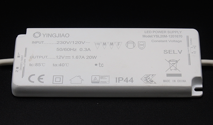 20W Ultra-Thin IP44 Power Supply 12V 24V LED Driver