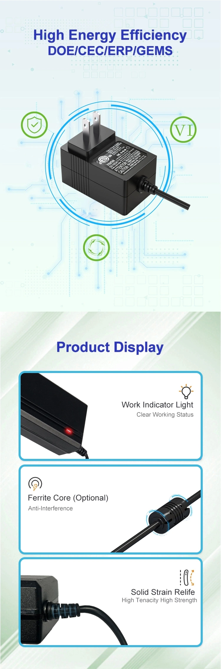 UL Listed 12V 2A Power Supply for LED Light Strip