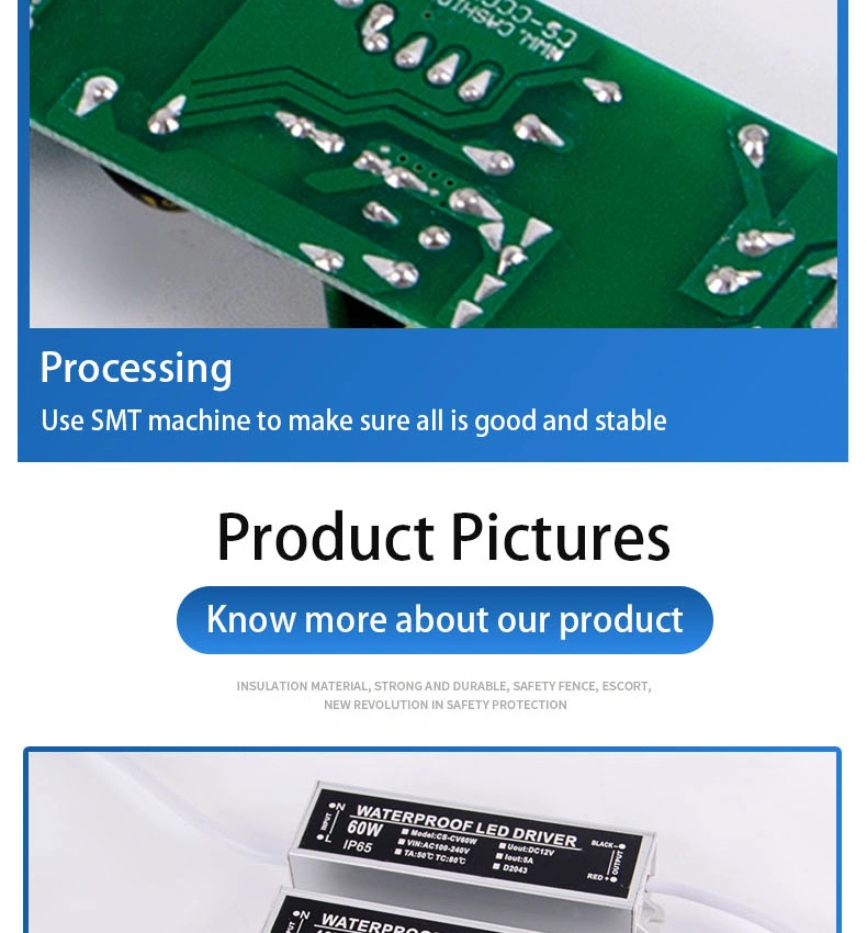 LED Strip 100-240VAC Input 12VDC Constant Voltage 60W LED Driver