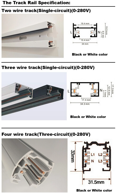 3 Phase 30W 3500lm LED Track Lighting with Tridonic Driver