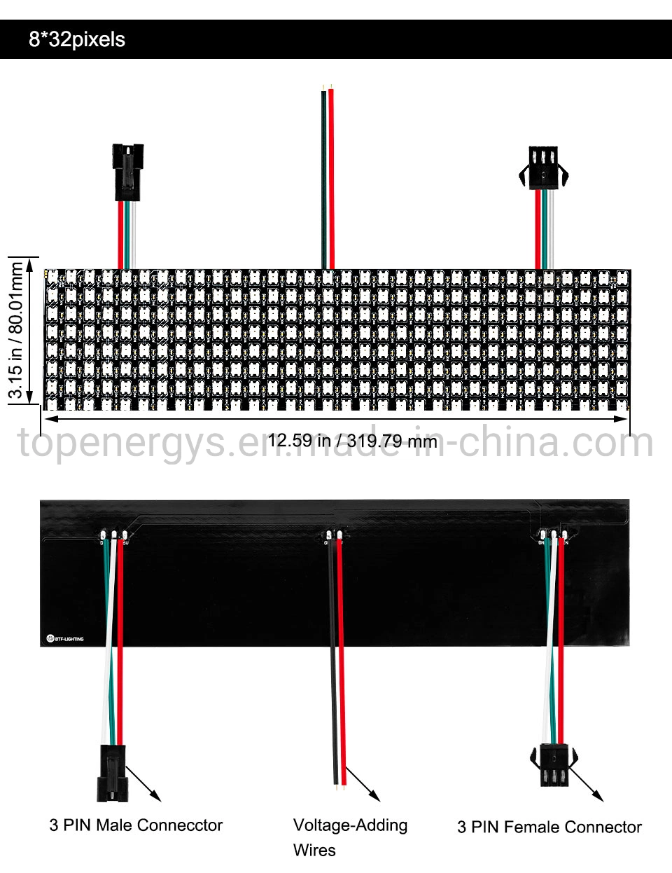 Ws2812b Panel Screen 8*8, 16*16, 8*32 Pixel 256 Pixels Digital Flexible LED Programmed Individually Addressable Full Color DC5V