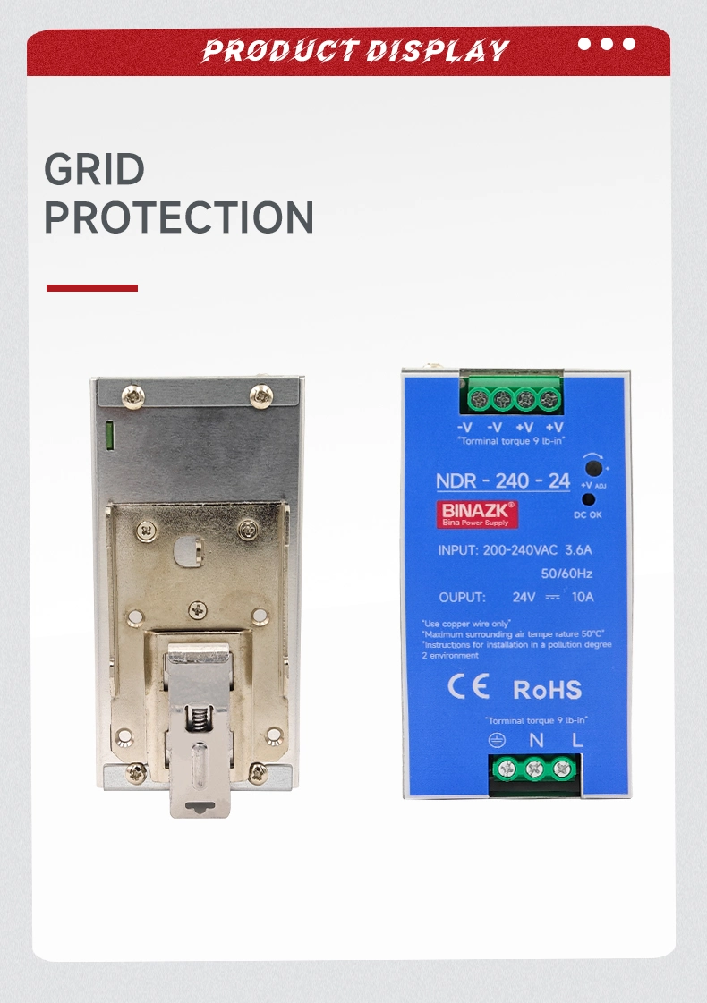 Binazk 30watts 75W 120W 240W 24 Volt DC Industrial DIN Rail Switching Power Supply for Electro-Mechanical Apparatus