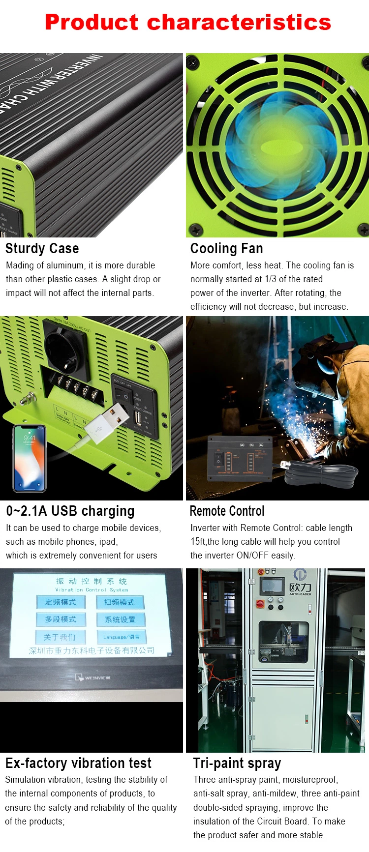 Coc CE 3000W Solar Power Inverter DC to AC Converter with Charger