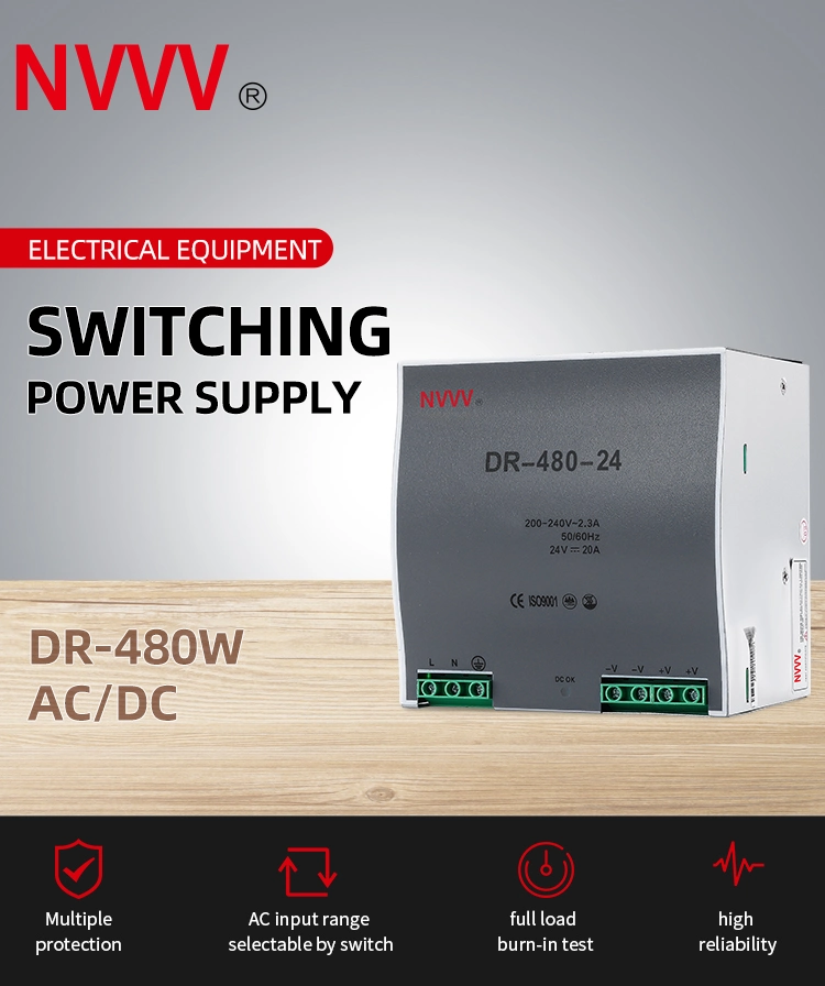 Dr-480W-24V DIN Rail Power Supply AC-DC Power 480W 12V SMPS DIN Rail