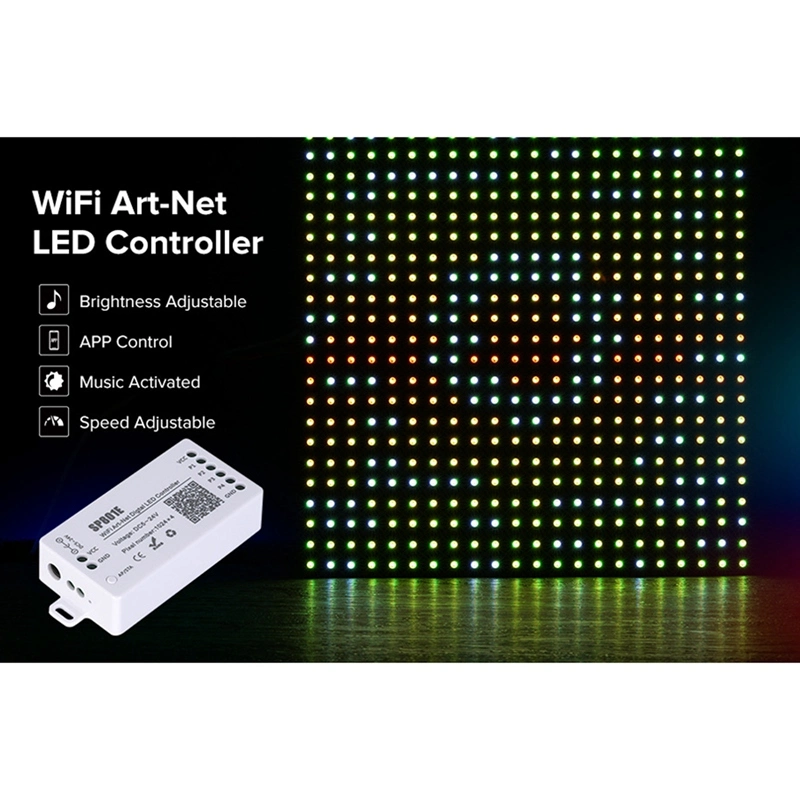 Sp801e WiFi Art-Net Magic LED Controller LED Matrix Panel Module Ws2812b Ws2811 Light Strip Wireless Control Ios Android DC5-24V
