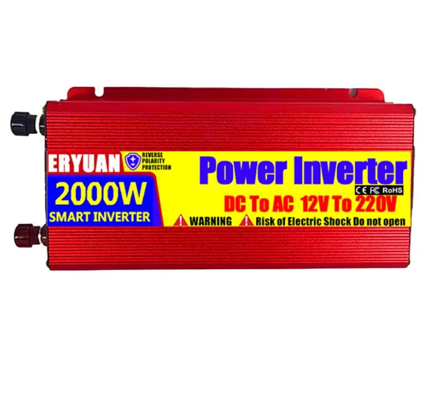 2000W Power Bank Inverter, DC 12V to 220V AC Converter Lithium-Ion Battery