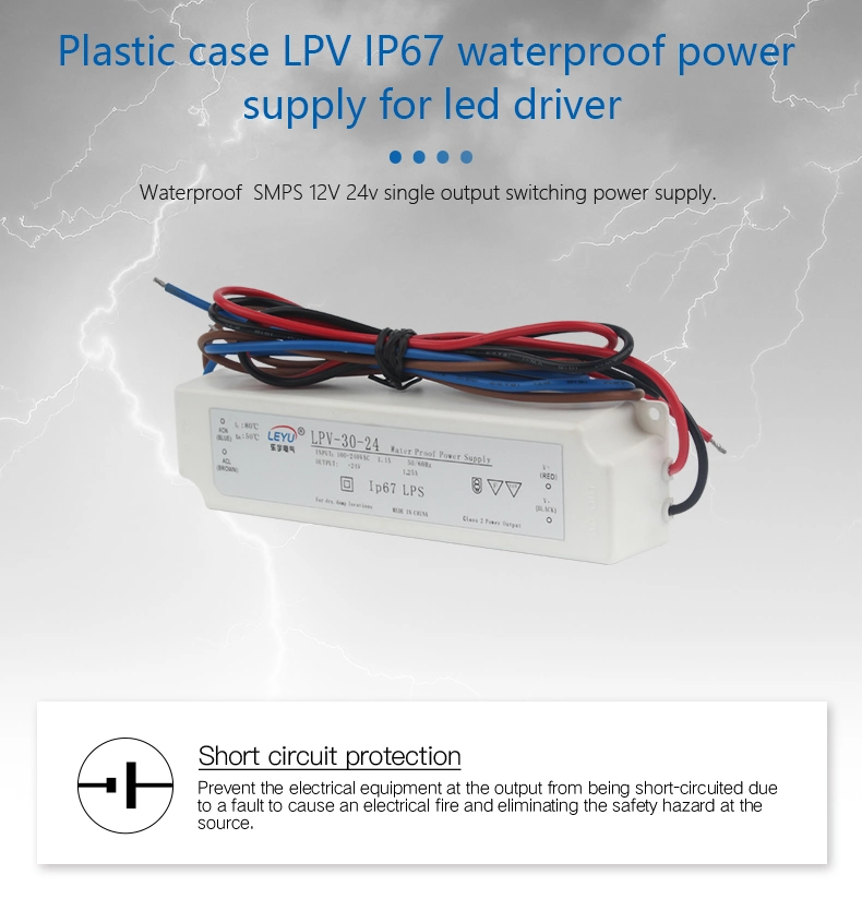 LED Driver Switching Power Supply IP67 Waterproof 30W 24 Volt DC Power Supply