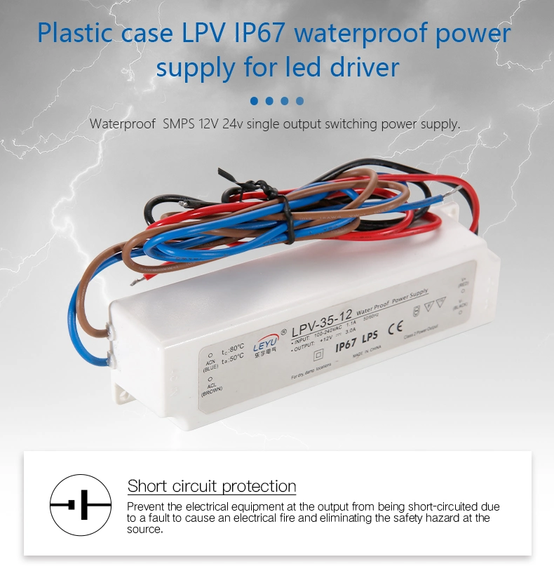 IP67 Outdoor Waterproof 12V/24V/48V 35W AC DC LED Power Driver with CE RoHS