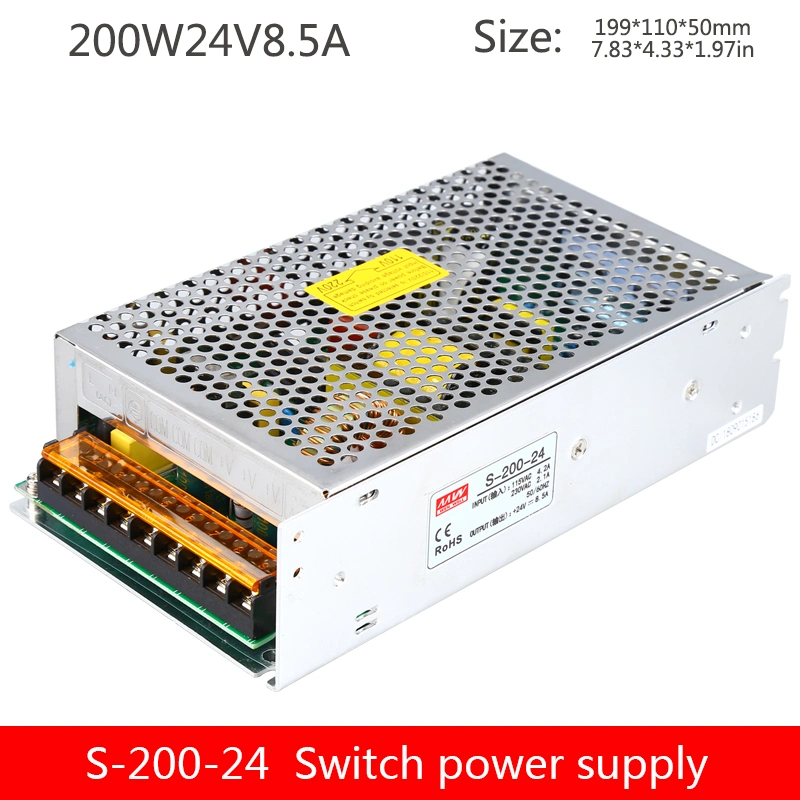 S-200-24 200W 24V 8.3A Meanwell Style Single Output Switching Power Supply
