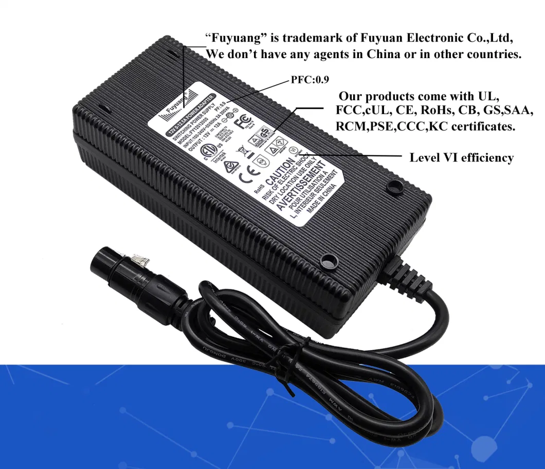 UL GS SAA PSE Kc IEC 62368 Certified 24V 8A AC DC Adapter 192W 24V 8A 200W Brick 4 Pin DIN Switching Power Supply