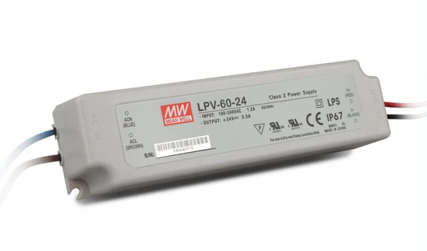 Meanwell Lpv-60-24 60W IP67 Single Output LED Transformer for LED Strip Light