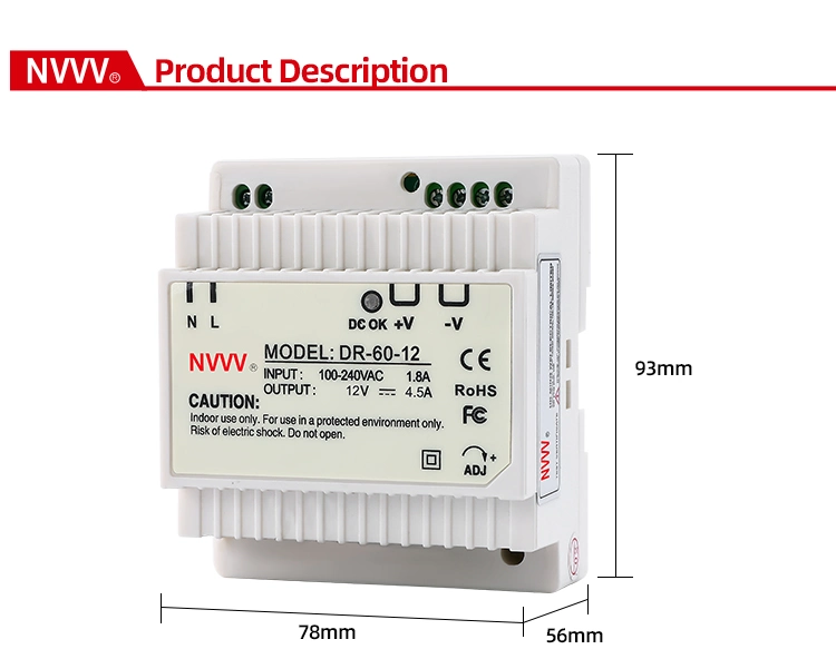 Switching Power Supply Dr-60W-12V DIN Rail Power Supply SMPS