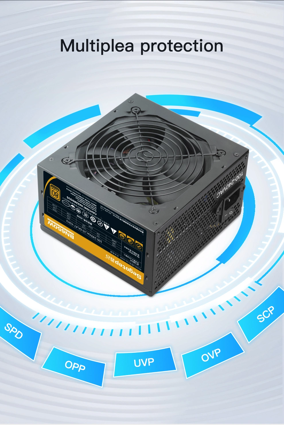 Segotep Bn650W 750W 80plus Bronze PSU 110V-260V Non Modular ATX Switching PC Power Supply for Gaming Computer AMD Intel