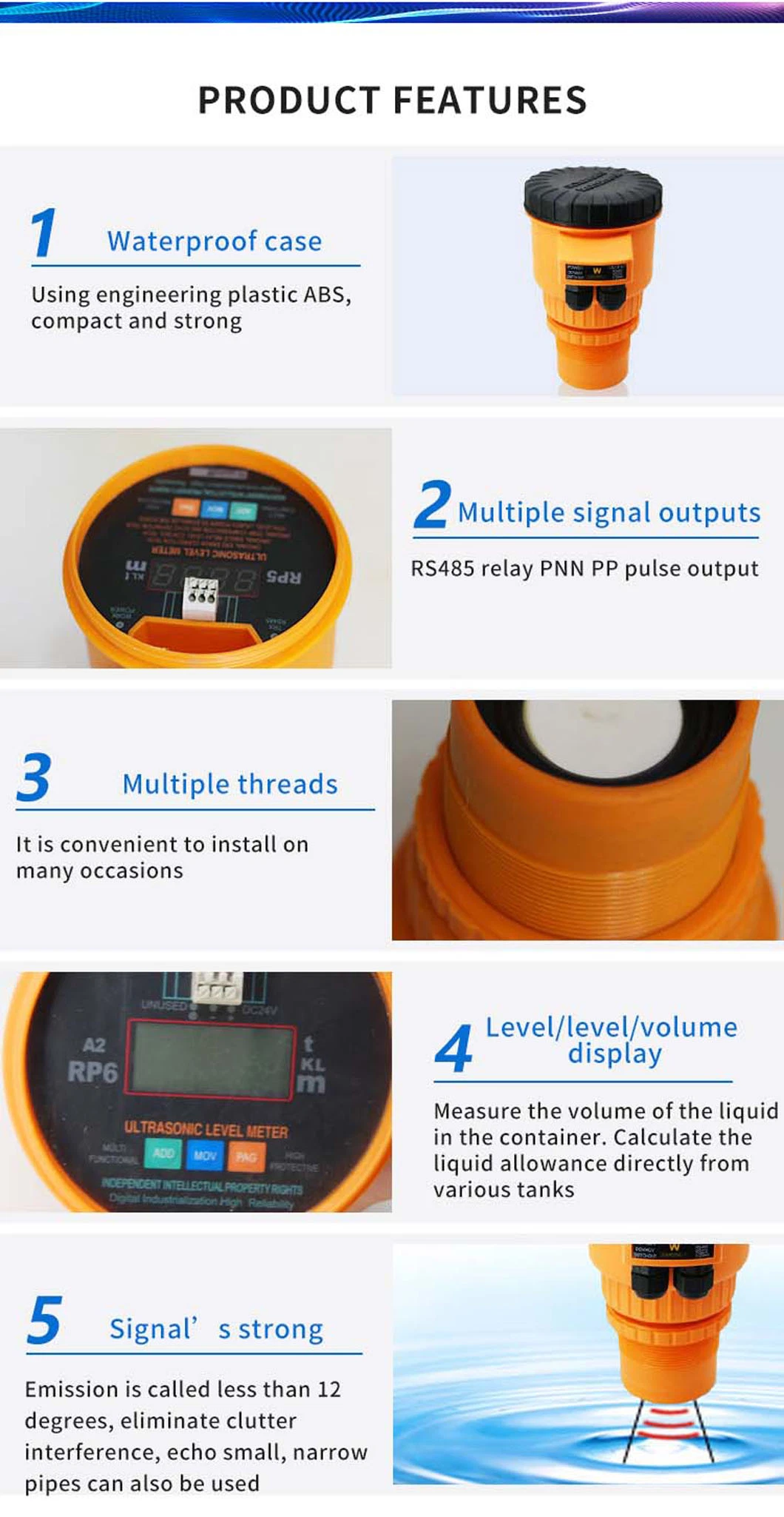 Ultrasonic Level Transmitter Gauge Ultrasonic Level Meter