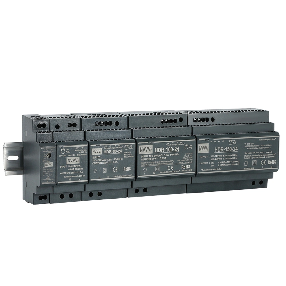 Hdr-100-12 Hdr Series AC to DC Ultra-Thin DIN Rail Power Supply Hdr-100 100W 5V/12V/24V Switching Power Supply SMPS