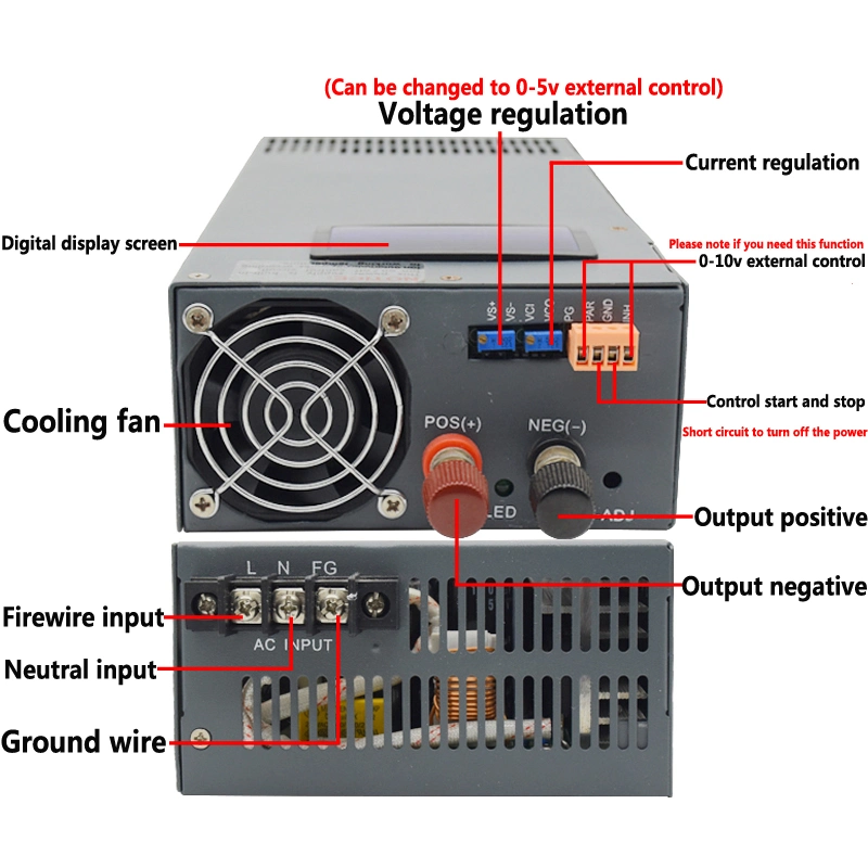 1200W Switching Power Supply DC Adjustable Transformer Digital Display 12V 100A Constant Voltage