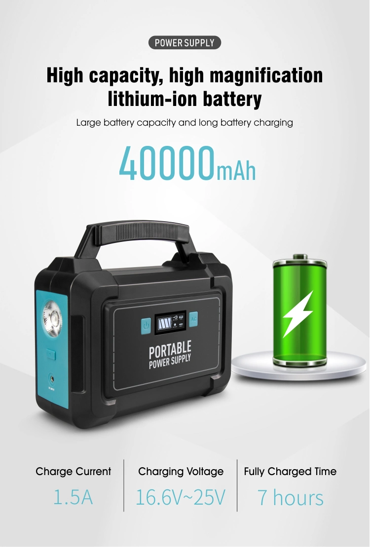 150W Portable Power Station 4000mAh Power Supply with LED Lighting for Emergency Charging