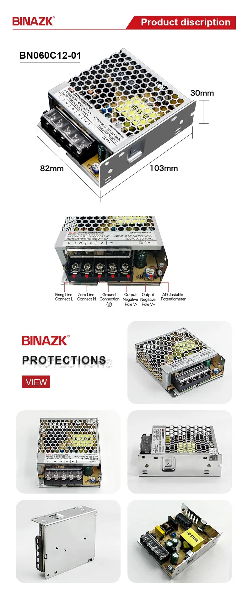 Bina Power Supply Transformer 220V to 12V Price DC Converter 12 Volt 24