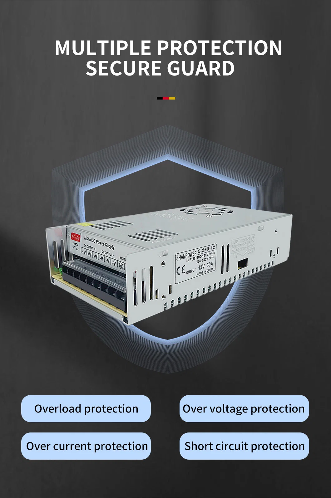 LED Driver DC 12V 30A 360W Switching Power Supply for 3D Printer