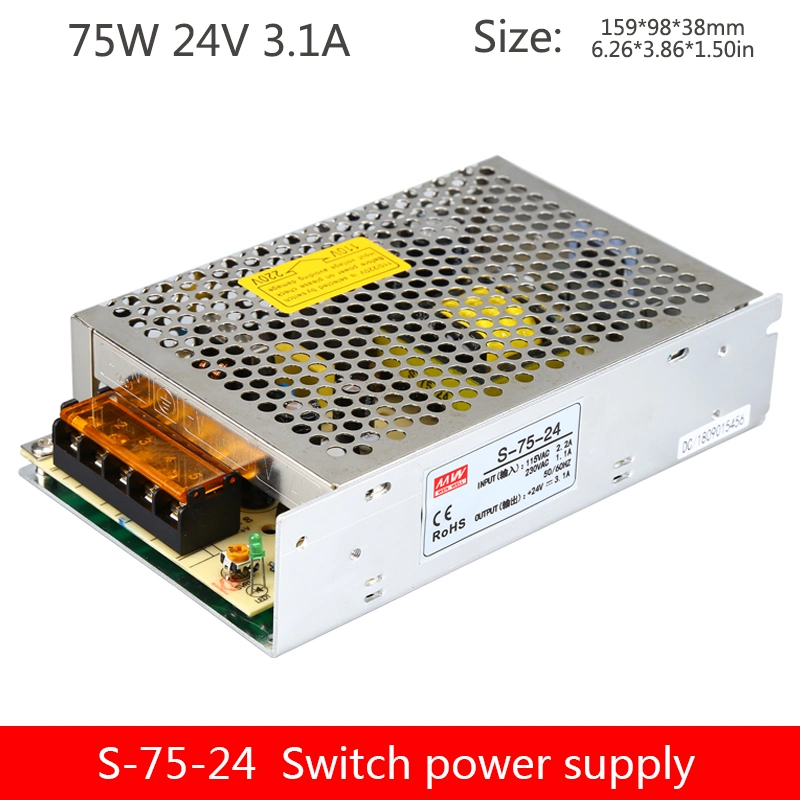 Aluminum Enclosure AC Input DC 48 Volt 1.5A Regulated S-75-48 75W Slim LED Driver Switching Power Supply
