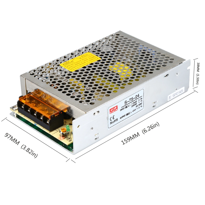 Aluminum Enclosure AC Input DC 48 Volt 1.5A Regulated S-75-48 75W Slim LED Driver Switching Power Supply
