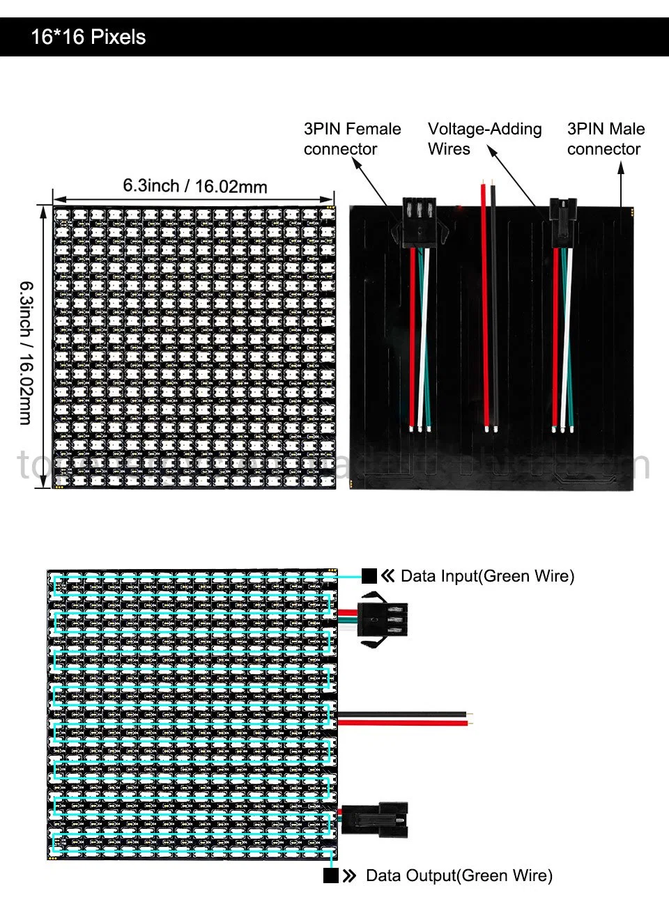 Ws2812b Panel Screen 8*8, 16*16, 8*32 Pixel 256 Pixels Digital Flexible LED Programmed Individually Addressable Full Color DC5V