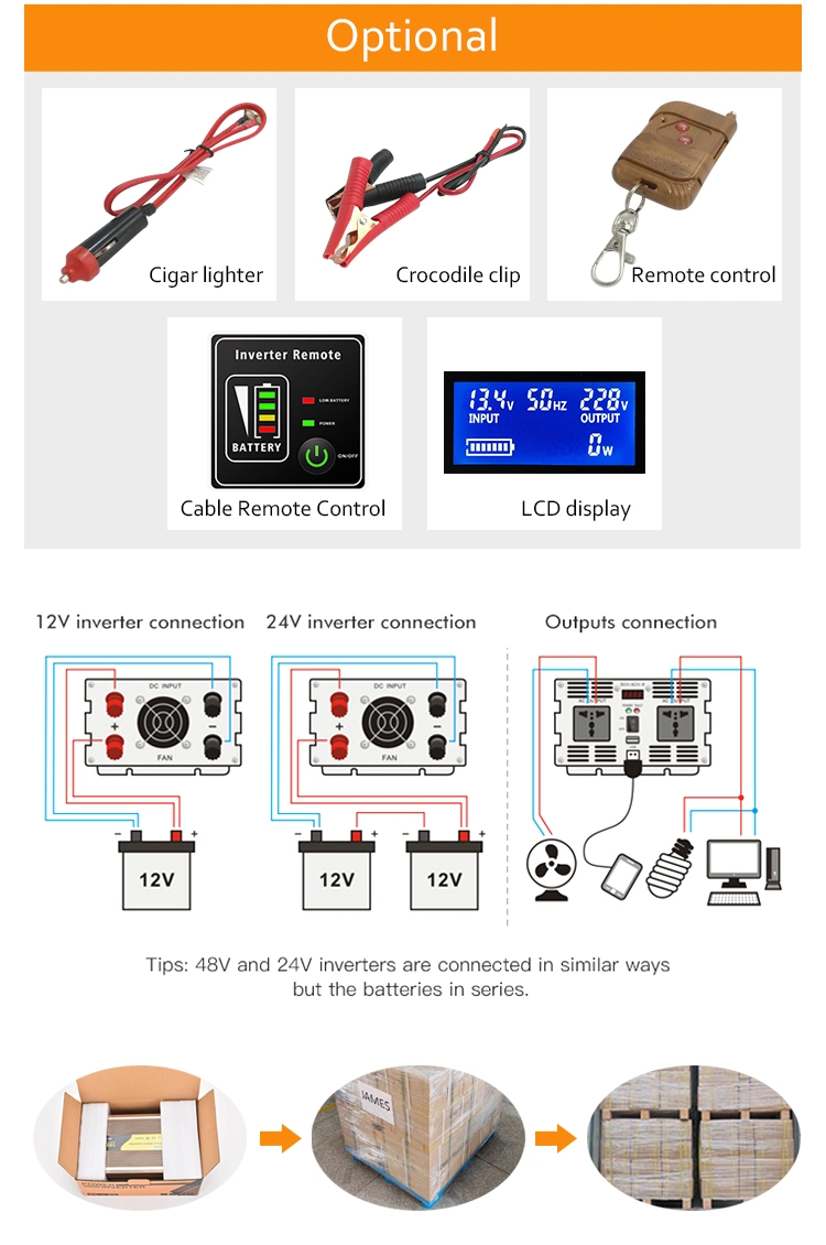 3000W 12V/24V/48V DC to AC 110V/220V UPS Power Inverter with Charger