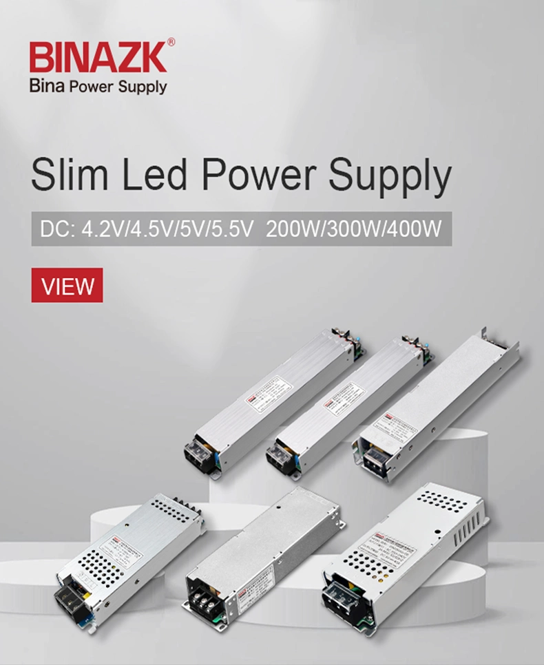 Binazk 100V-240V Input 5V 200W 300W 400W Switching Power Supply for Transparent LED Display Screen