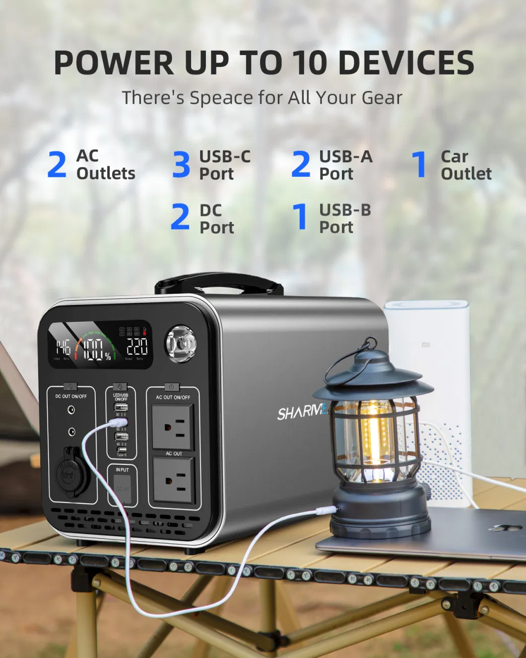 Original Home Station Generators Lithium 1500W LED Wireless Solar Power Supply with Charger AC DC Output