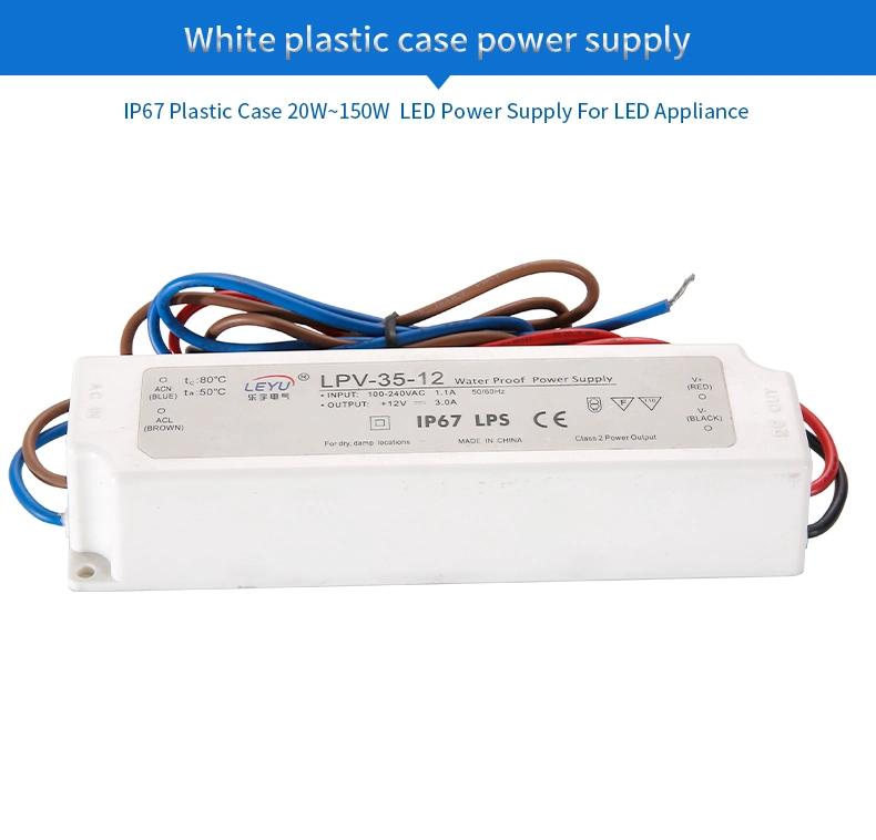 IP67 Outdoor Waterproof 12V/24V/48V 35W AC DC LED Power Driver with CE RoHS