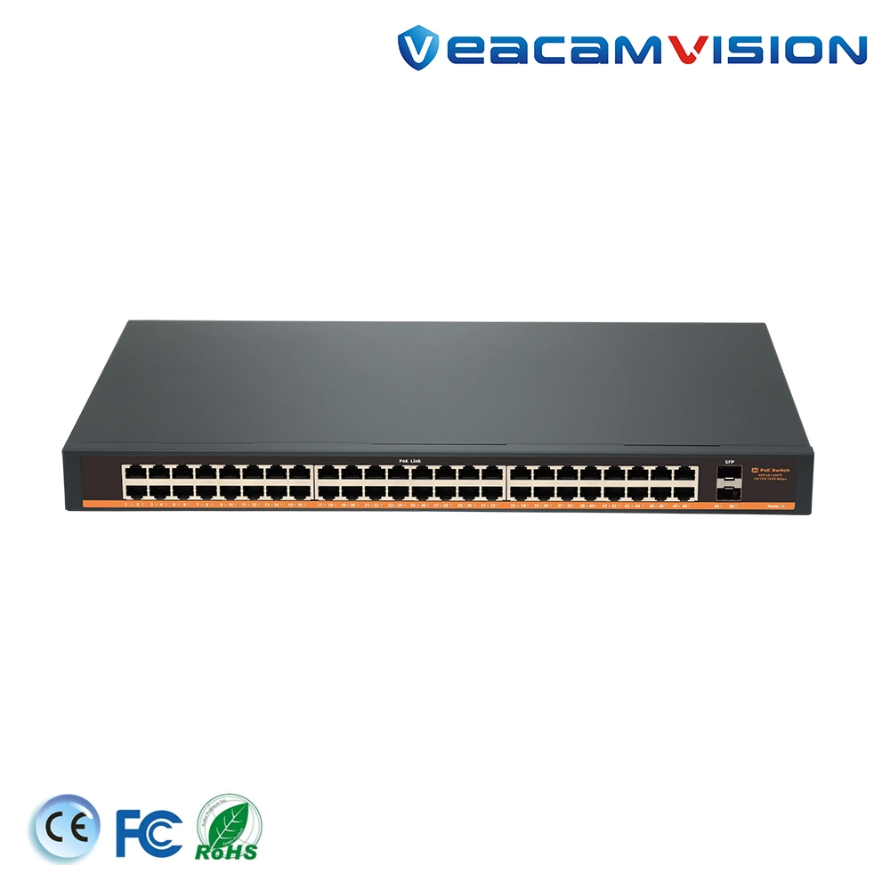 48 Port Gigabit+10g High Performance Powerful Gigabit Poe Switch 800W Power Supply for IP Camera Hardware